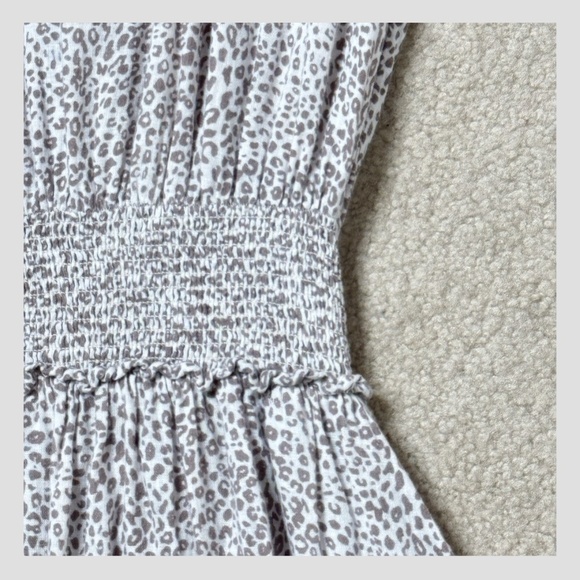 Rails Angelina Dress Sand Cheetah Shirred Waist Mini Dress Cap Sleeve Size XS - Picture 7 of 15